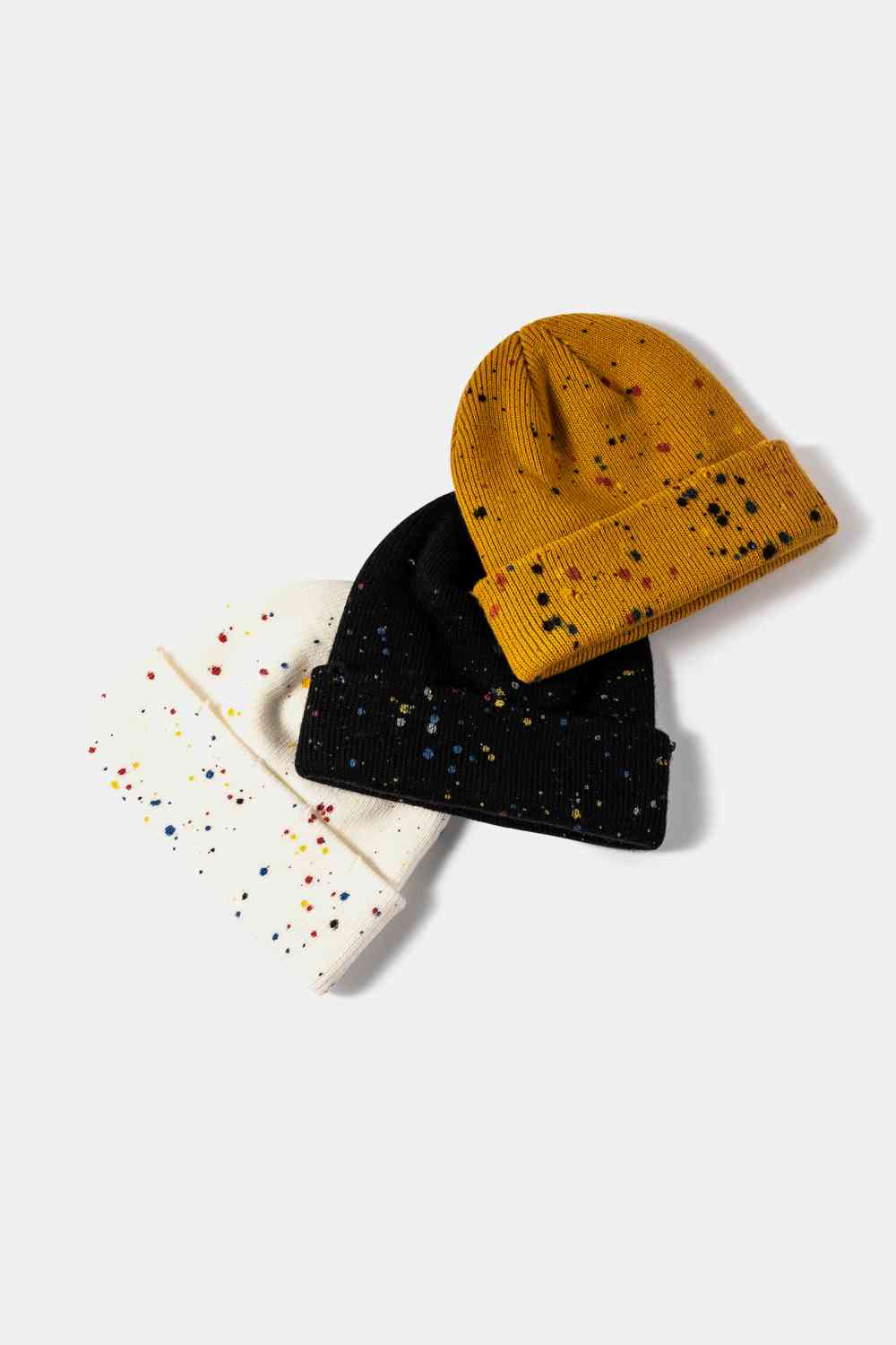 Playful Confetti Rib-Knit Cuff Beanie