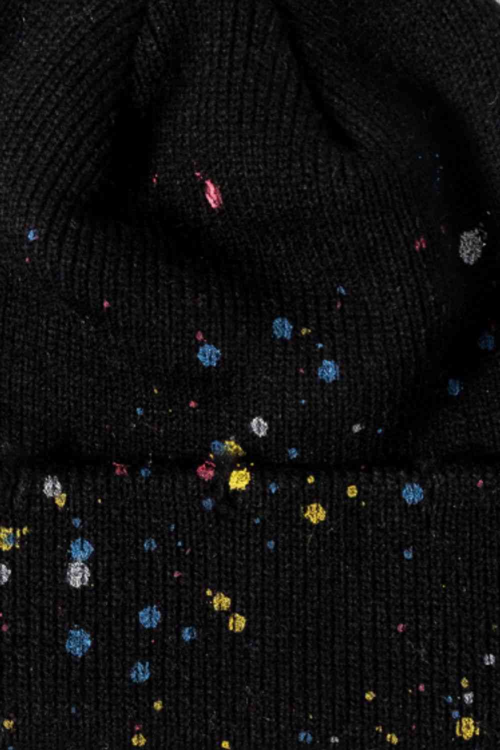 Playful Confetti Rib-Knit Cuff Beanie