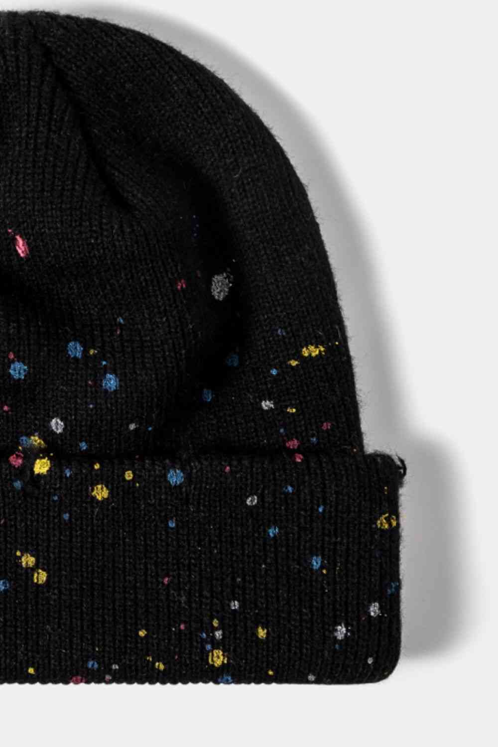 Playful Confetti Rib-Knit Cuff Beanie