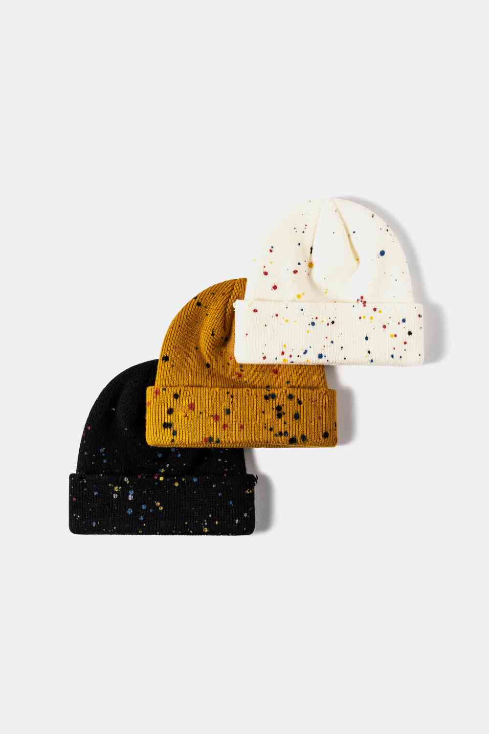 Playful Confetti Rib-Knit Cuff Beanie