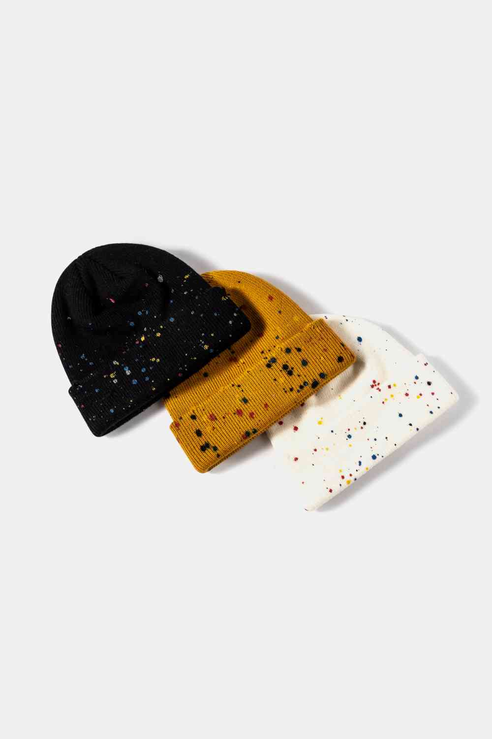 Playful Confetti Rib-Knit Cuff Beanie