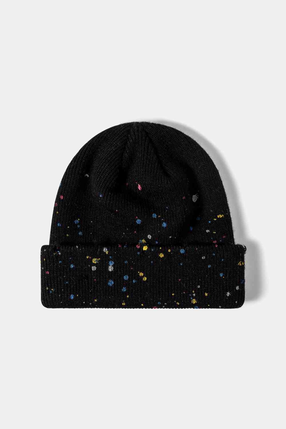 Playful Confetti Rib-Knit Cuff Beanie