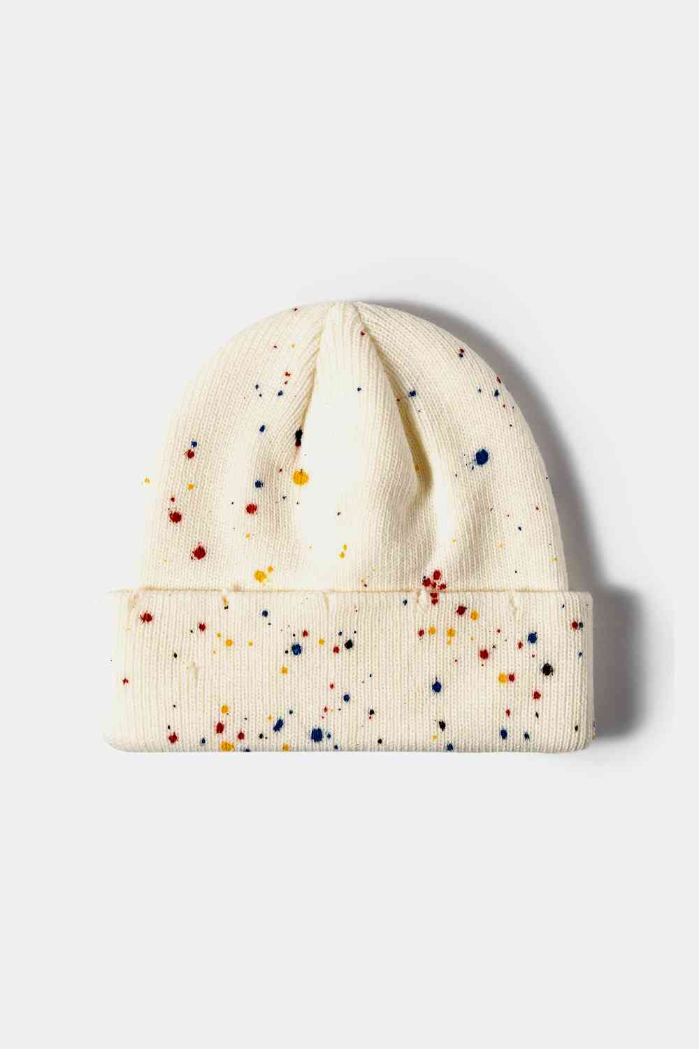 Playful Confetti Rib-Knit Cuff Beanie